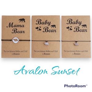 Mama Bear &  Baby Bear Bracelet of 3 Set Mother’s Day Gift Son Daughter